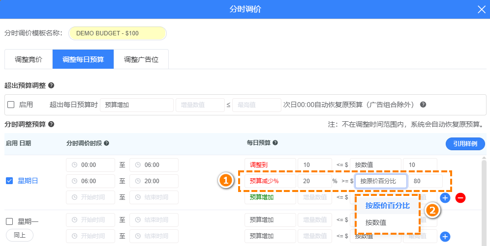 亿数通的广告分时调价功能